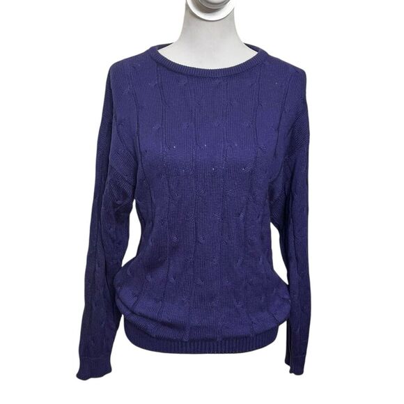 Vintage Diane Von Furstenberg Cable Knit Sweater Purple Pullover Women’s Size S - Picture 2 of 10